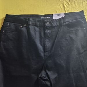 Black Coated Wide Leg Jeans